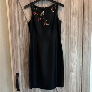 Ann Taylor Black Dress with Colorful Floral Detail